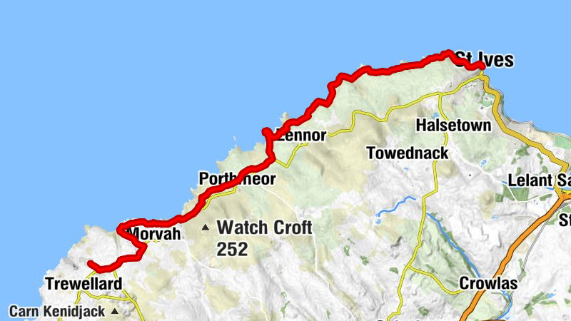 South West Coast Path from St. Ives to Boscaswell with a Stop at Gurnard's Head