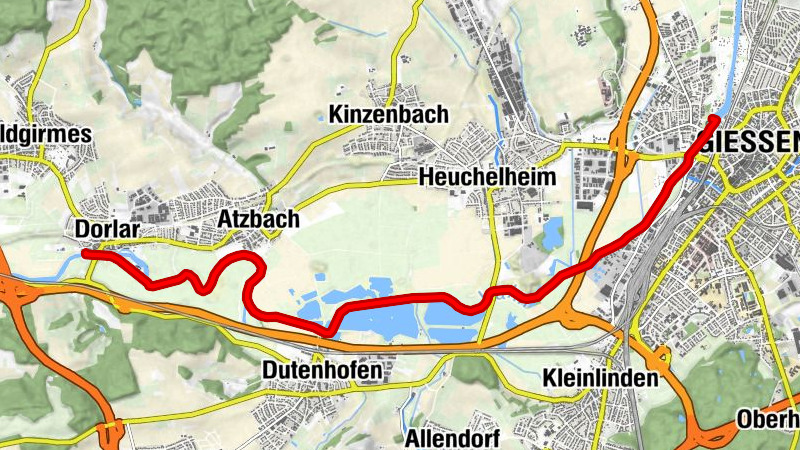 Canoe route Lahn from Gießen to Lahnau-Dorlar