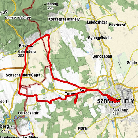 Rechnitz, Bucsu, Szombathely, Torony, Narda, Bahntrasse Radweg, Rechnitz