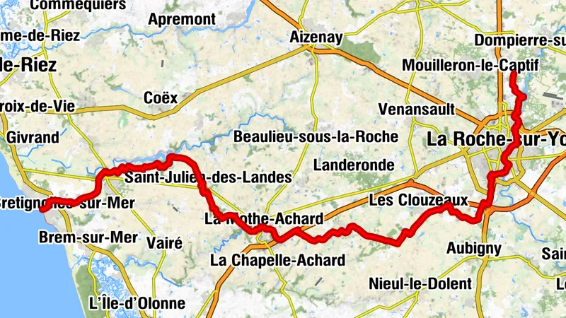 Itinéraire Vendée Vélo Les Achards - Brétignolles sur Mer