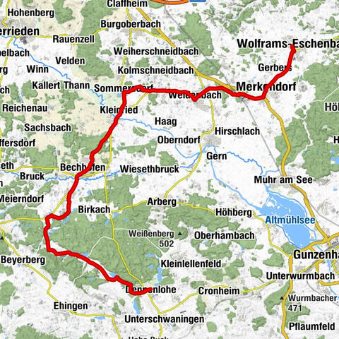 Fränkischer-WasserRadweg - Zwischenroute Wolframs-Eschenbach - Dennenlohe