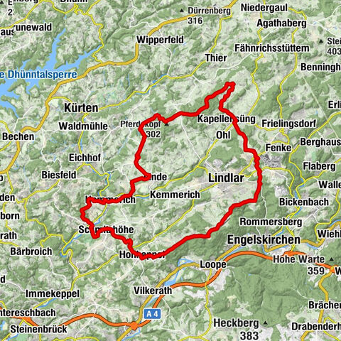 Gravel-Tour "Aussichtsreiche Höhen rund um Lindlar"