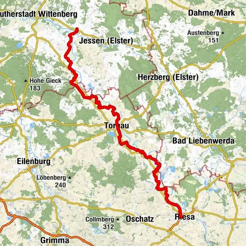 Elberadweg von Riesa bis Elster (Elbe) - linkselbig