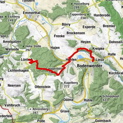 Weserbergland-Weg, 8. Etappe: Bodenwerder bis Lüntorf