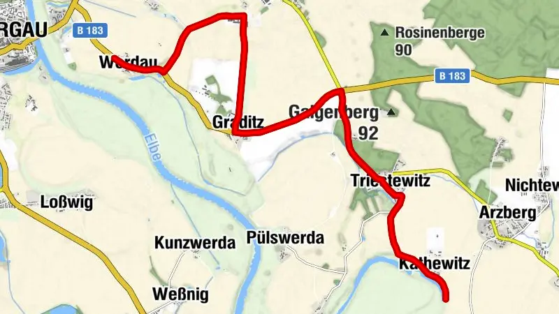 Elberadweg-Umleitung bei Pülswerda