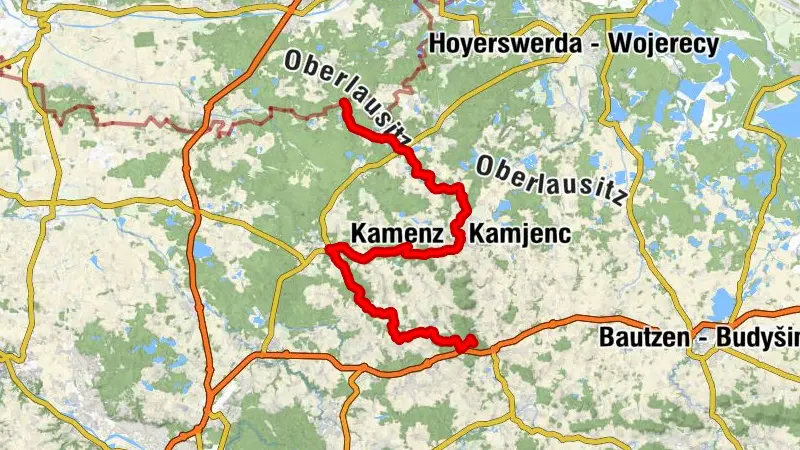 Roter Strich Westlausitz - Teilstück Sachsen