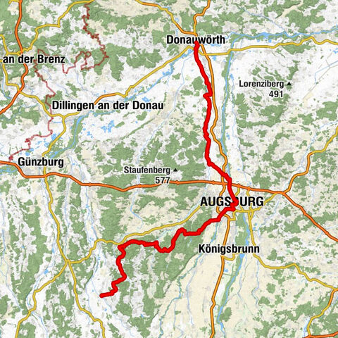 Jakobus Radpilgerweg (Etappe Donauwörth-Augsburg-Kirchheim)