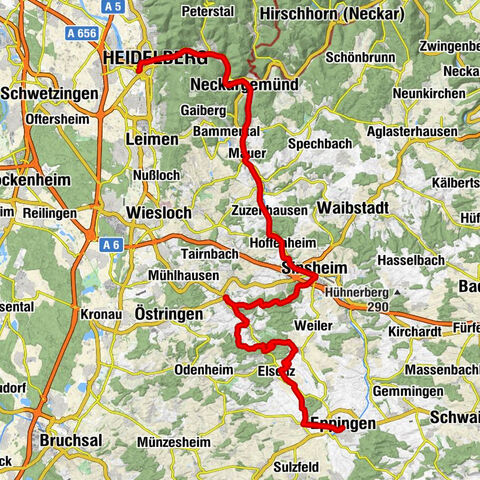 Mit dem Gravelbike von Heidelberg durch das Land der 1000 Hügel nach Pforzheim - Etappe 1: Heidelberg-Eppingen