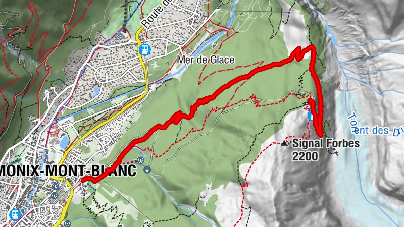 Abstieg Berghotel Montenvers nach Chamonix, Parkplatz Las Planards