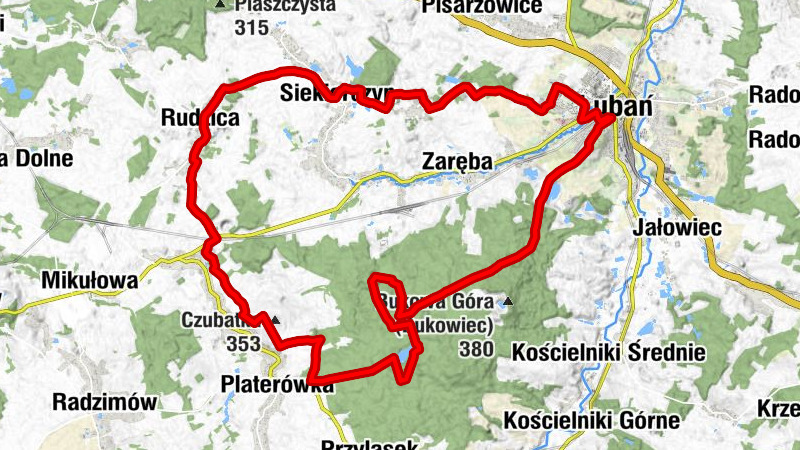 Route durch den Laubaner Hochwald /  Wielki Las Lubański