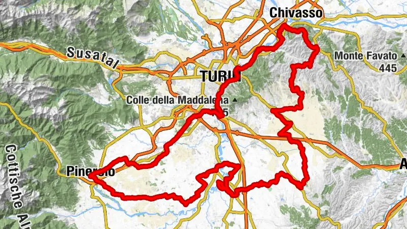 Cycling tourism ring south of Turin