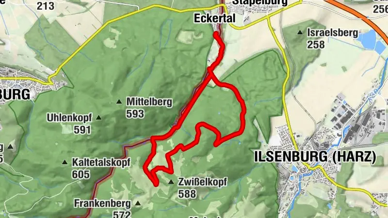 Eckertal - Eckerkrug - Taubenklippe - Ahlsburg Klippe