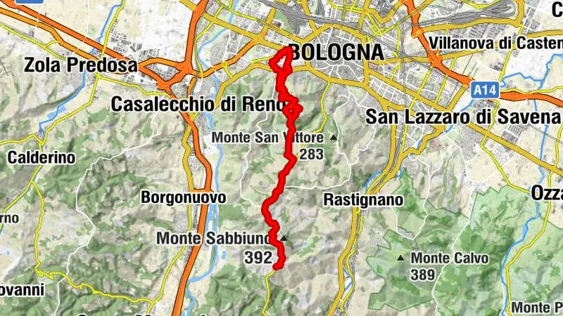 da via Sabotino (Bologna) al Monumento dei Caduti di Sabbiuno.