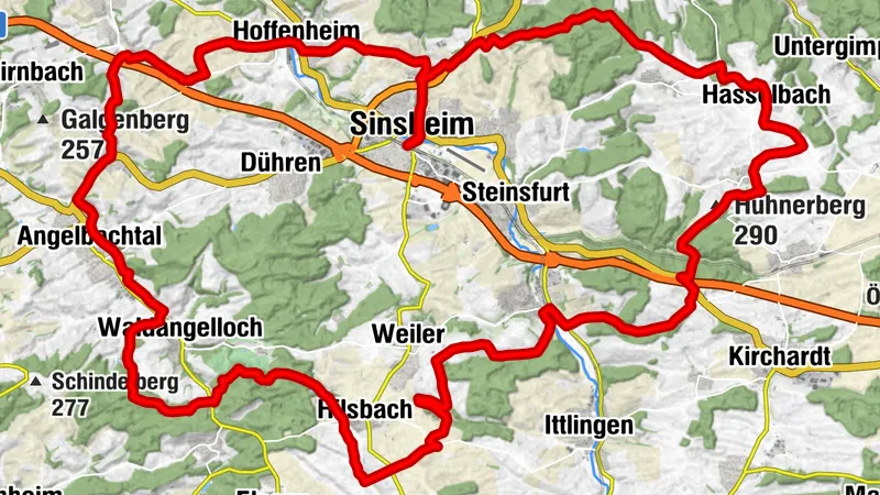 Rad- und Wanderweg Sinsheim Nr. 30 (Radtour), 60 km rund um Sinsheim und seine Ortsteile