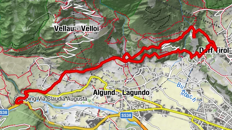 Algund nach Schloß Tirol über Algunder Waalweg