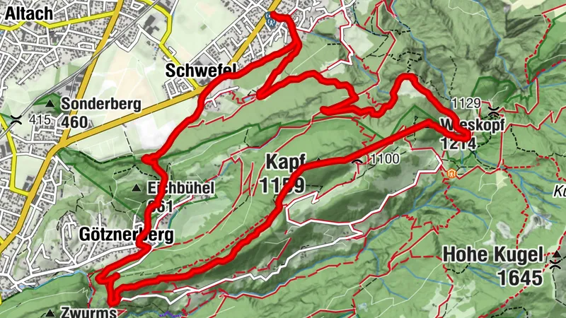Kapf 1153m über Schreckweg, Rüttkopf 1212m, Hohenems, Vlbg
