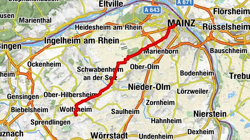 Mainz nach Wolfsheim 