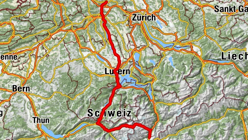 Lange Rennradtour von Göschenen über den Brünigpass nach Brugg, vorbei an Horw, Luzern und Emmen