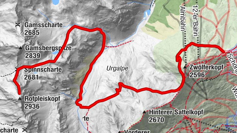 Fiss: Rotpleiskopf über den Spinnseeweg