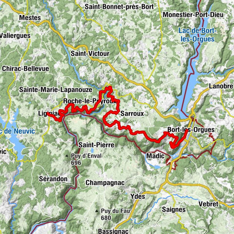 The Dordogne from villages to dams - from Bort-les-Orgues to Liginiac