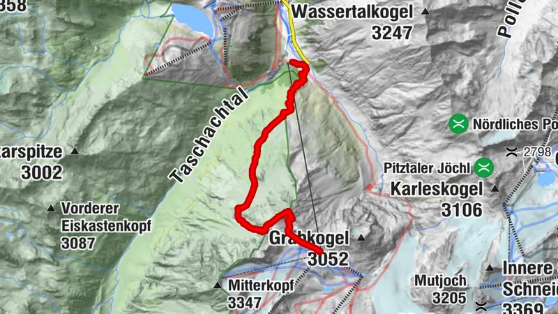 Bergtour zum Mittagskogel von Mittelberg und mit Gletscherexpress zurück