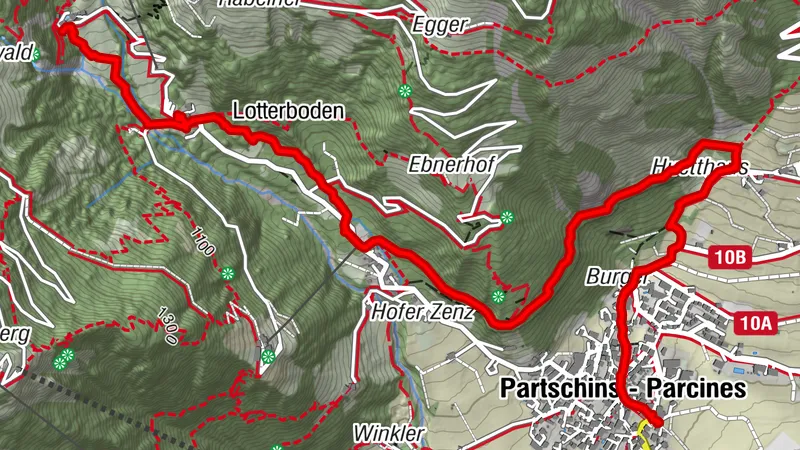Patschinser Waalweg und Wasserfall