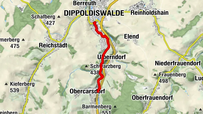 Wanderung entlang der Roten Weißeritz von Dippoldiswalde nach Obercarsdorf