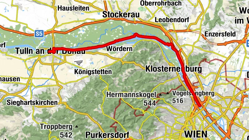 Donauradweg im Winter Etappe 7 Nordufer: Tulln - Wien/Nordbrücke