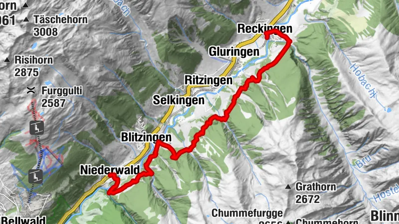 Gommer forest path Reckingen - Niederwald