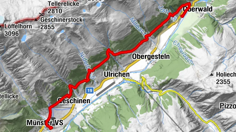 Gommer ridge route: Oberwald - Münster