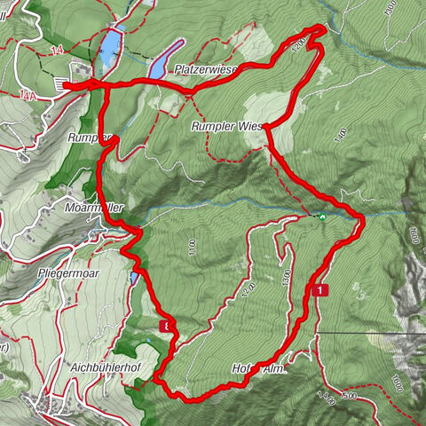 Rundweg Start Völser Weiher zur Hofer Alpl und Tuffalm und zurück