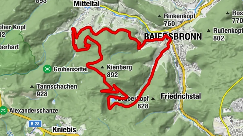 Baiersbronn T1 Stöckerkopf tour - shortcut 1 Stöckerkopf