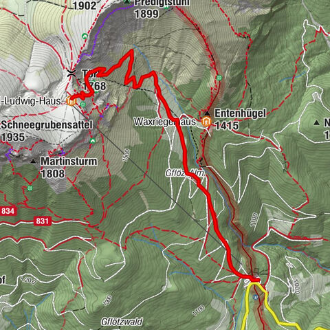 Raxgebiet: Winterlicher Schlangenweg zum Karl-Ludwig-Haus